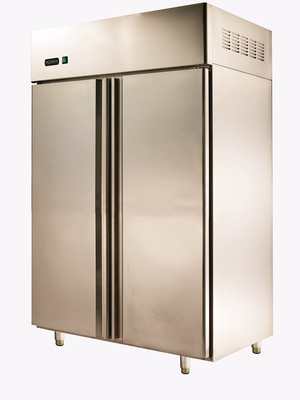 refrigerador vertical comercial asiático de la puerta doble 900L para el supermercado, 1215x800x1930