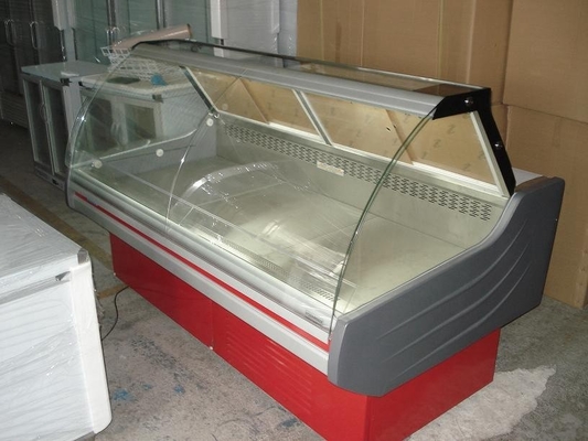 El refrigerador abierto R22/R404a, tienda de delicatessen de la exhibición de la tienda de las ruedas exhibe el refrigerador con la luz T5