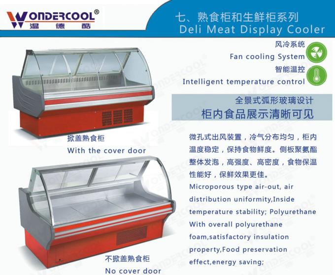 congelador comercial de la exhibición de la carne del refrigerador del escaparate de la tienda de delicatessen del supermercado de los 2M