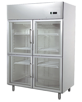 Refrigerador de cuatro puertas de cristal industrial 1200L con el consumo bajo, 1400x890x2050