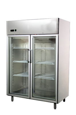 Refrigeradores de cristal verticales 1200L, 1400x890x2050 de la puerta del acero inoxidable dos