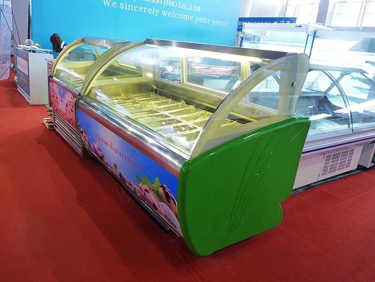 18 congelador comercial verde de la exhibición del helado de las bandejas R404a para la tienda