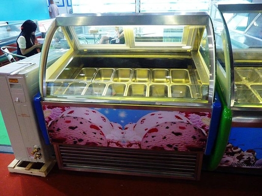 Refrigerador portátil del helado con el vidrio curvado, cacerolas del congelador 10 de la exhibición de -18 grados