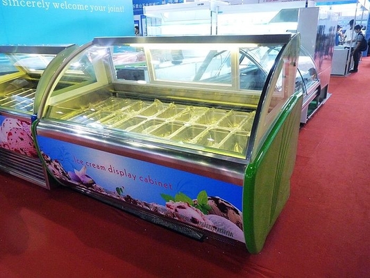 Refrigerador portátil del helado con el vidrio curvado, cacerolas del congelador 10 de la exhibición de -18 grados