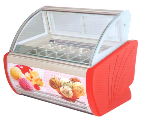 Refrigerador portátil del helado con el vidrio curvado, cacerolas del congelador 10 de la exhibición de -18 grados