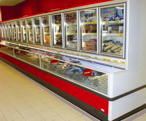 Congelador de la combinación con la puerta de cristal, refrigerador comercial del rendimiento energético de la exhibición 1600w