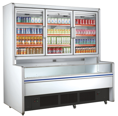 Congelador de la combinación con la puerta de cristal, refrigerador comercial del rendimiento energético de la exhibición 1600w