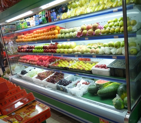 Refrigerador abierto del supermercado/verticalmente refrigerador comercial para la fruta