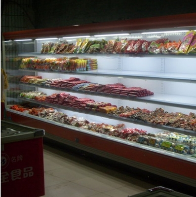 Escaparate abierto blanco/rojo del supermercado del refrigerador de Multideck con la función auto de Frost