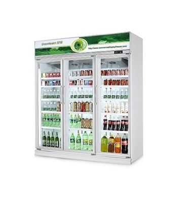 Los refrescos comerciales de la puerta de cristal exhiben el escaparate del refrigerador/del refrigerador