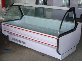 La tienda de delicatessen de encargo exhibe el refrigerador, ruedas seca el refrigerador 2.5meter del calor para conveniente