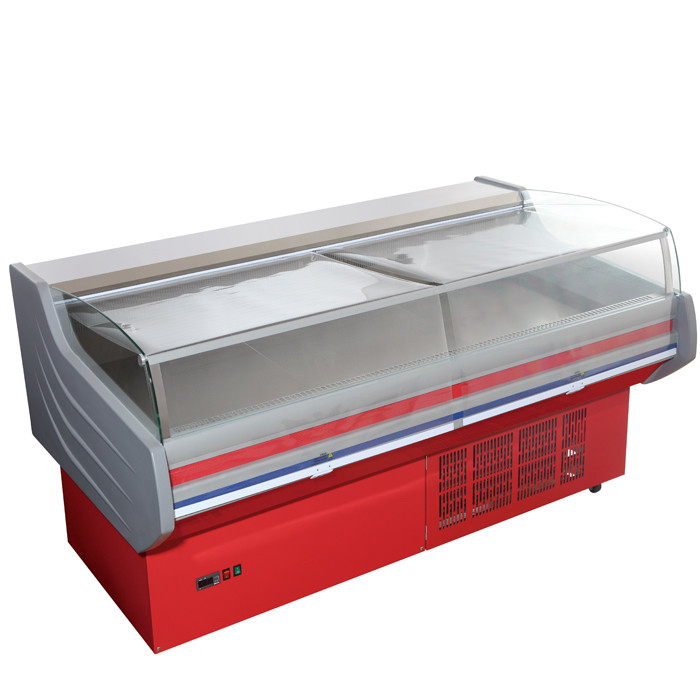 CE libre ROHS del contador del refrigerador de la exhibición de la carne de Frost de la tienda con el vidrio curvado