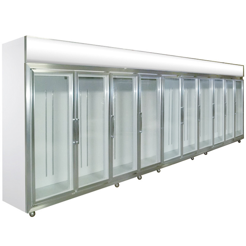 Puerta de cristal eléctrica de 5 refrigeradores con gradas de la bebida curvada con acero revestido del plástico