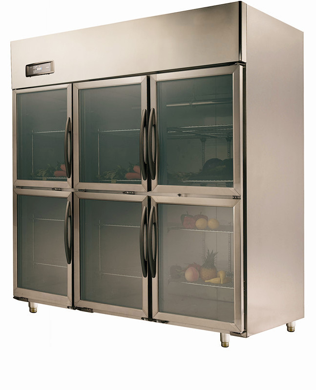 Pequeño refrigerador claro de la puerta del anuncio publicitario seis para el supermercado, 1550L